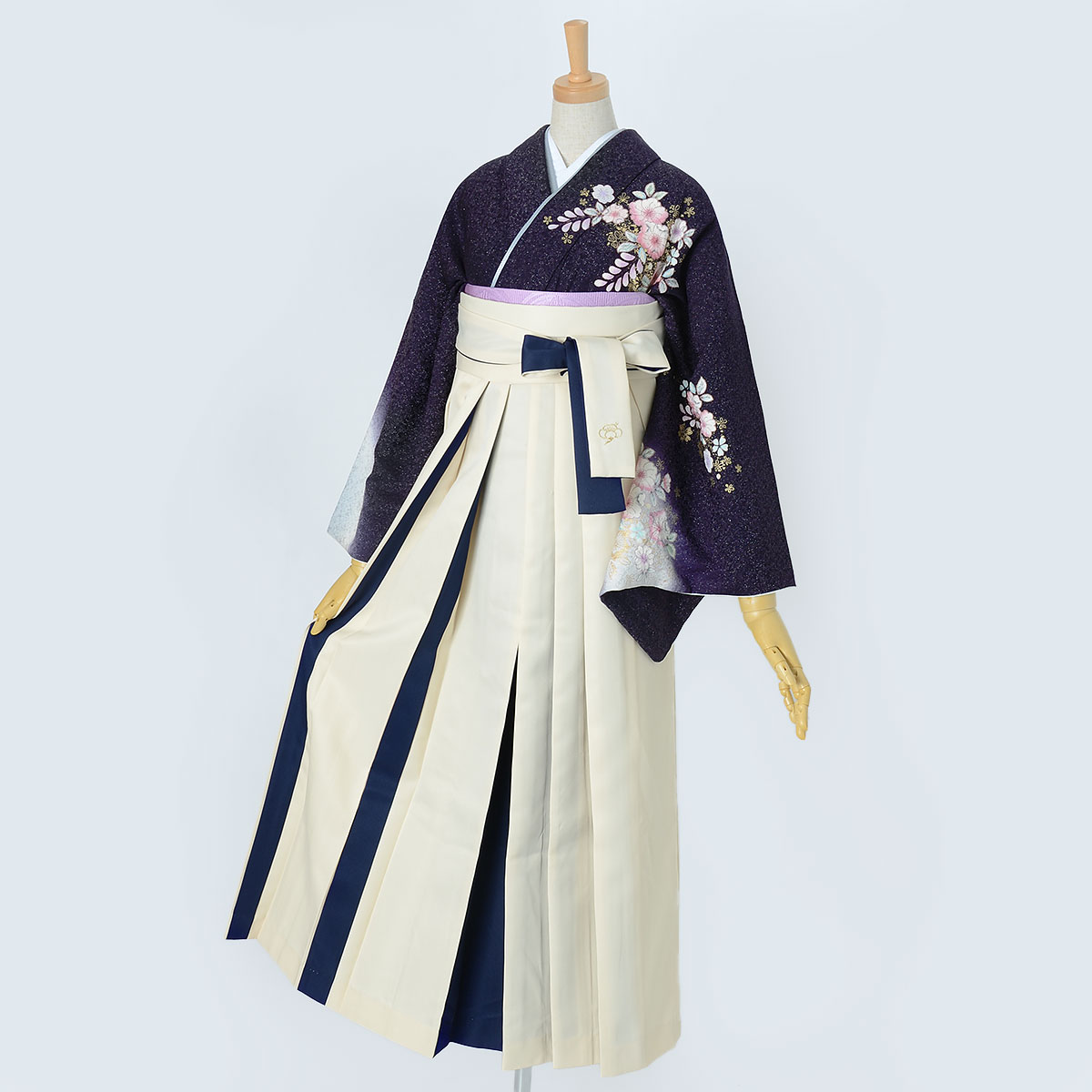 先生袴：H933 紫紺 辻が花文様│ 袴レンタル │ 京都着物レンタル夢館