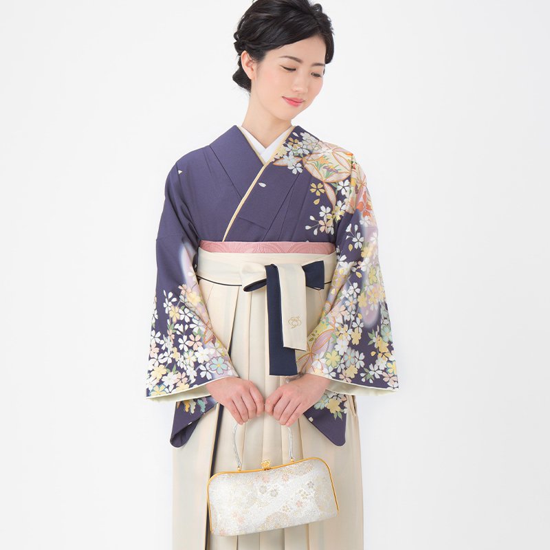 先生袴：H948 ジャパンスタイル 藤鼠 桜に七宝(H996)│ 袴レンタル