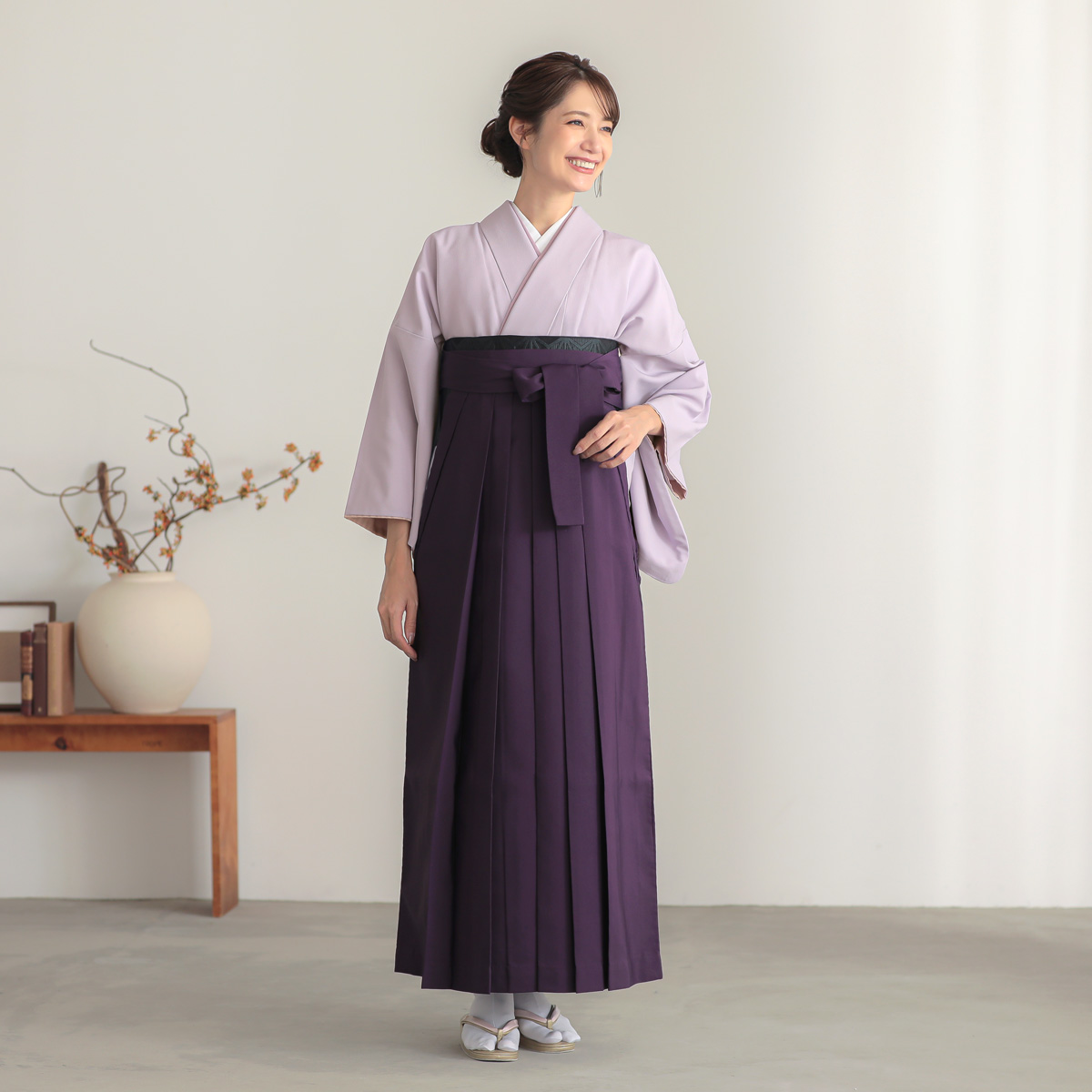 先生袴：H984 ハナエ・モリ 色無地 藤色│ 袴レンタル │ 京都着物