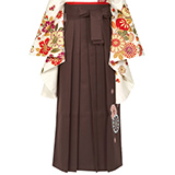 袴単品：P134-Lブラウン×菊 刺繍│ 袴レンタル │ 京都着物レンタル夢館