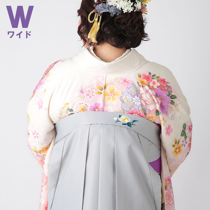 袴単品：P215-LLWアイスグレー×後ろ椿刺繍(W15)│ 袴レンタル │ 京都