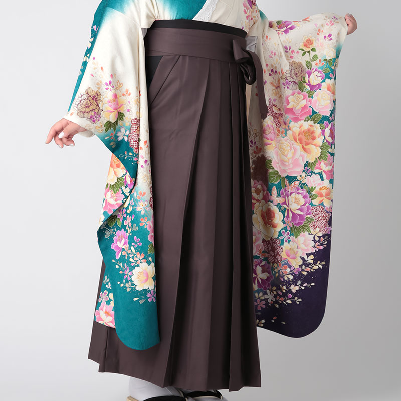 袴単品：P216-LLWアンティークブラウン×後ろ椿刺繍(W15)│ 袴