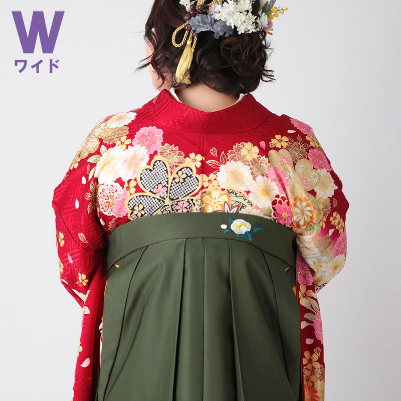 袴単品：P217-MW抹茶×後ろ椿刺繍(W15)│ 袴レンタル │ 京都着物 