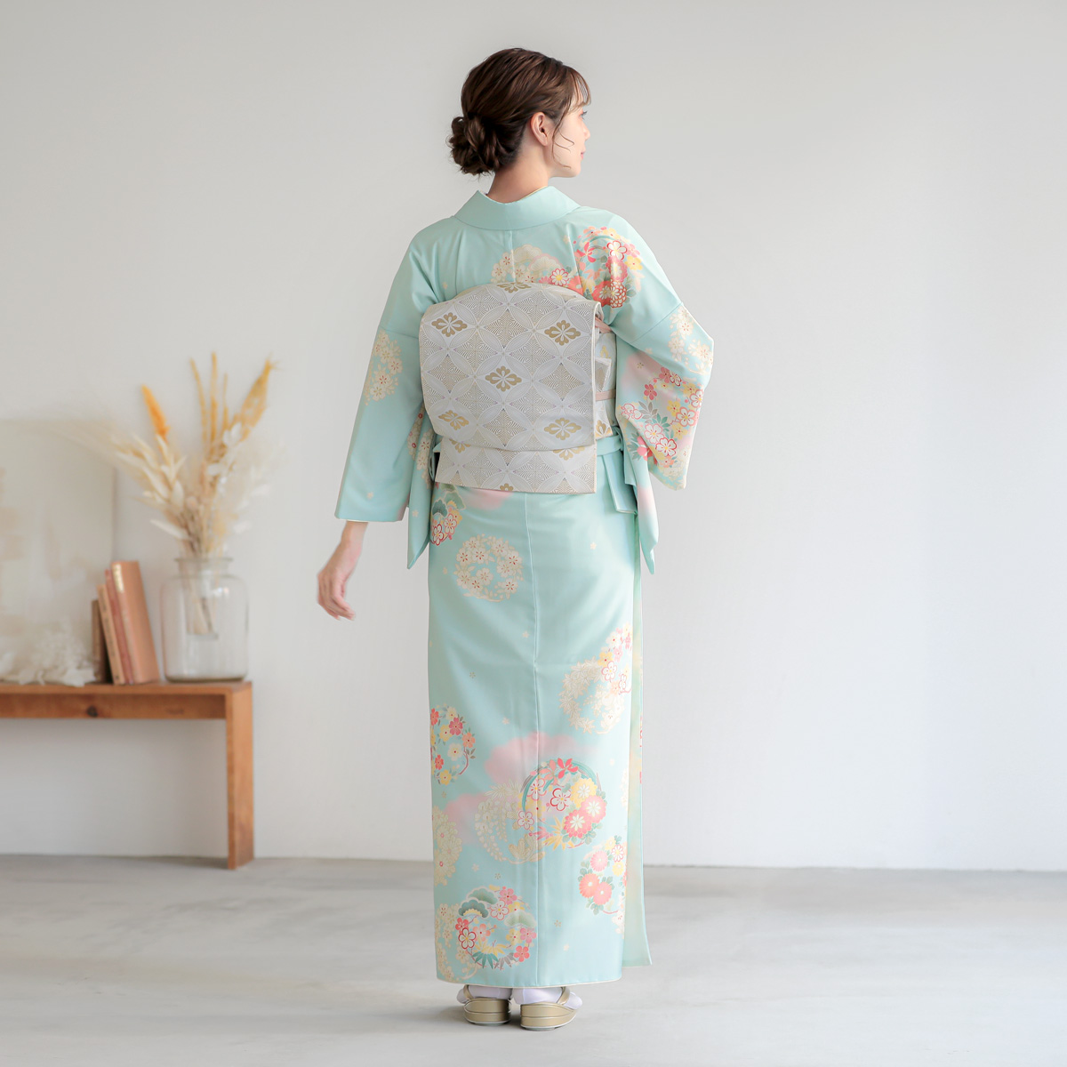 訪問着：H1005 ジャパンスタイル 水色 ピンクぼかし花丸(H993)| 訪問着