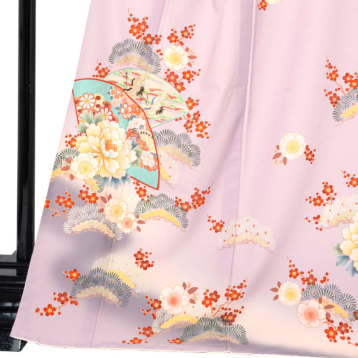 訪問着：H1014 藤色 扇面牡丹に鶴松桜(H1015)| 訪問着レンタル │ 京都