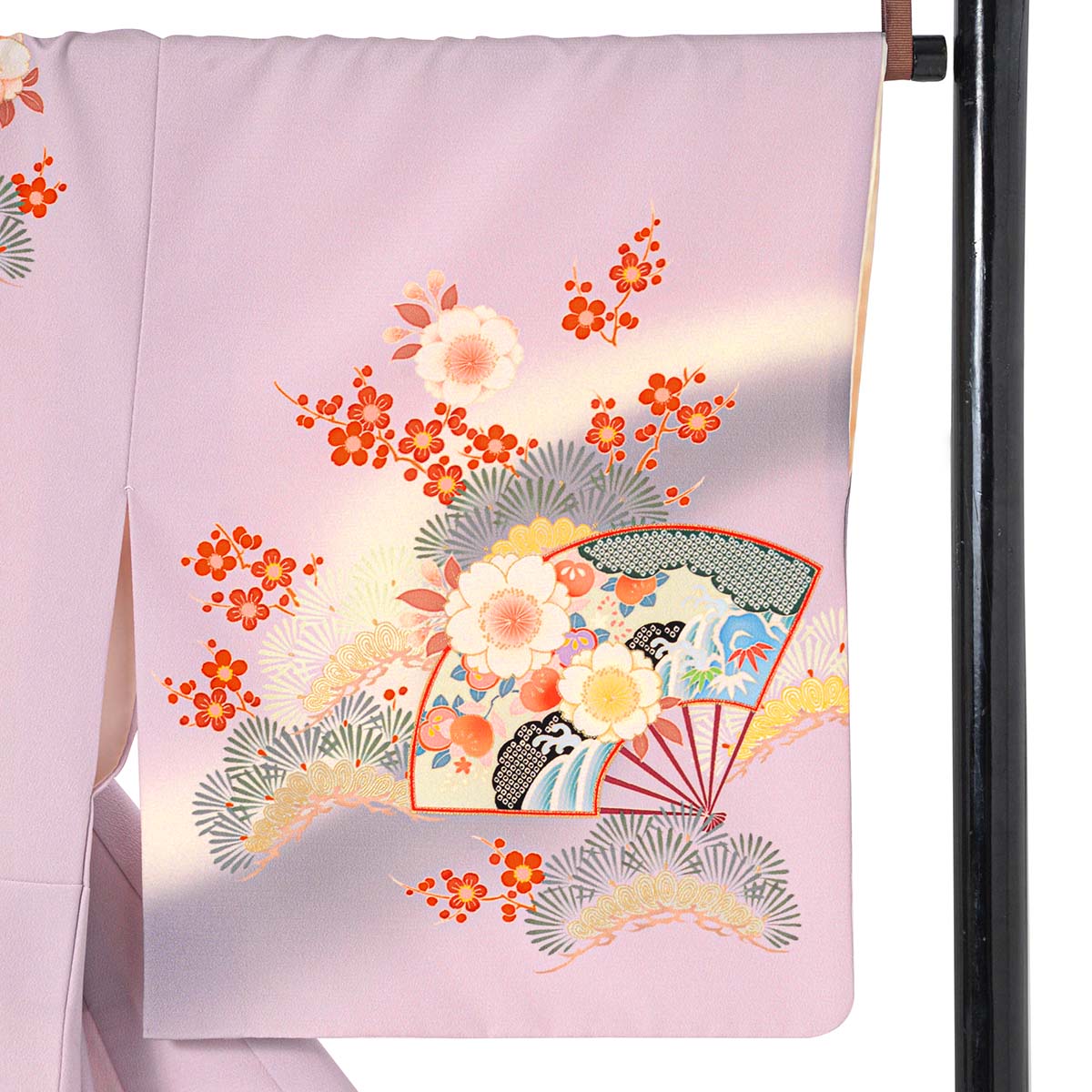 訪問着：H1014 藤色 扇面牡丹に鶴松桜(H1015)| 訪問着レンタル │ 京都