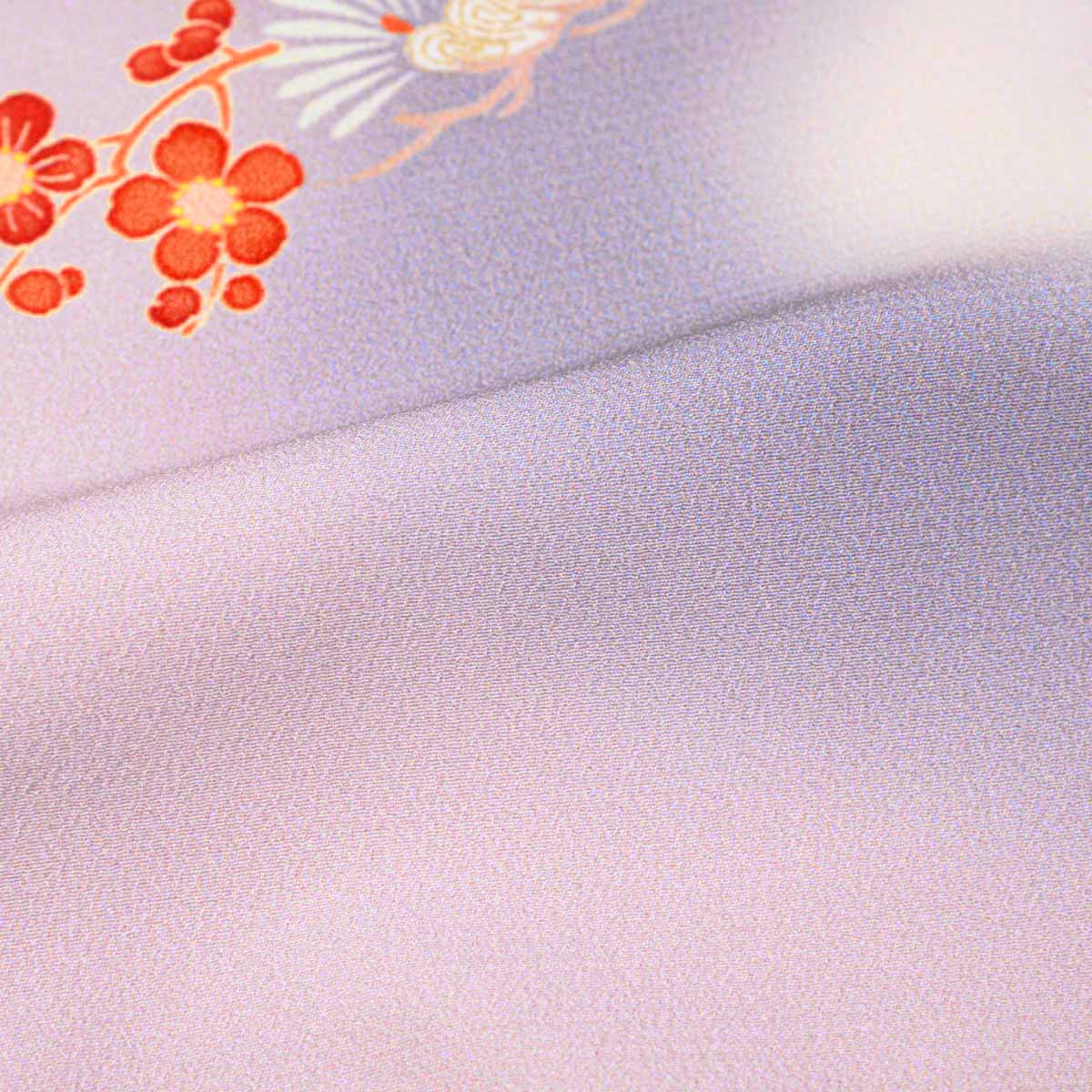 訪問着：H1014 藤色 扇面牡丹に鶴松桜(H1015)| 訪問着レンタル