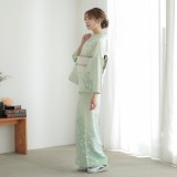 未使用近い　美品 高級化繊　絽 辻が花訪問着セット 夏用 シルクタッチ　ゆったり 訪問着：H1044 桂由美 水色 金通し辻が花風 疋田滝文に花| 訪問