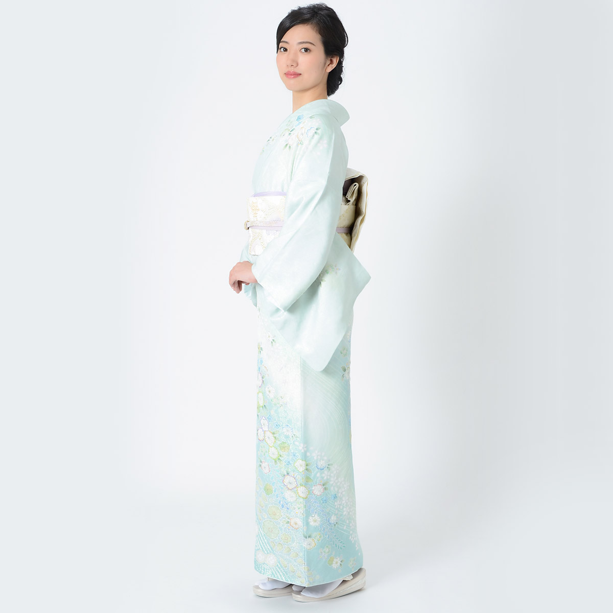 新品 正絹 夏 絽 訪問着 杜若 桔梗 流水 レモンイエロー 未仕立品 2340 夏訪問着 絽 t563 薄ｸﾞﾘｰﾝ地 桔梗 | 着物レンタルの京都かしいしょう