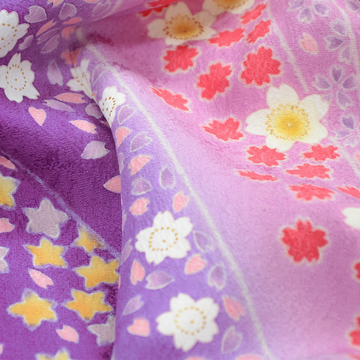 訪問着：H1061 白 桜小花☆| 訪問着レンタル │ 京都着物レンタル夢館