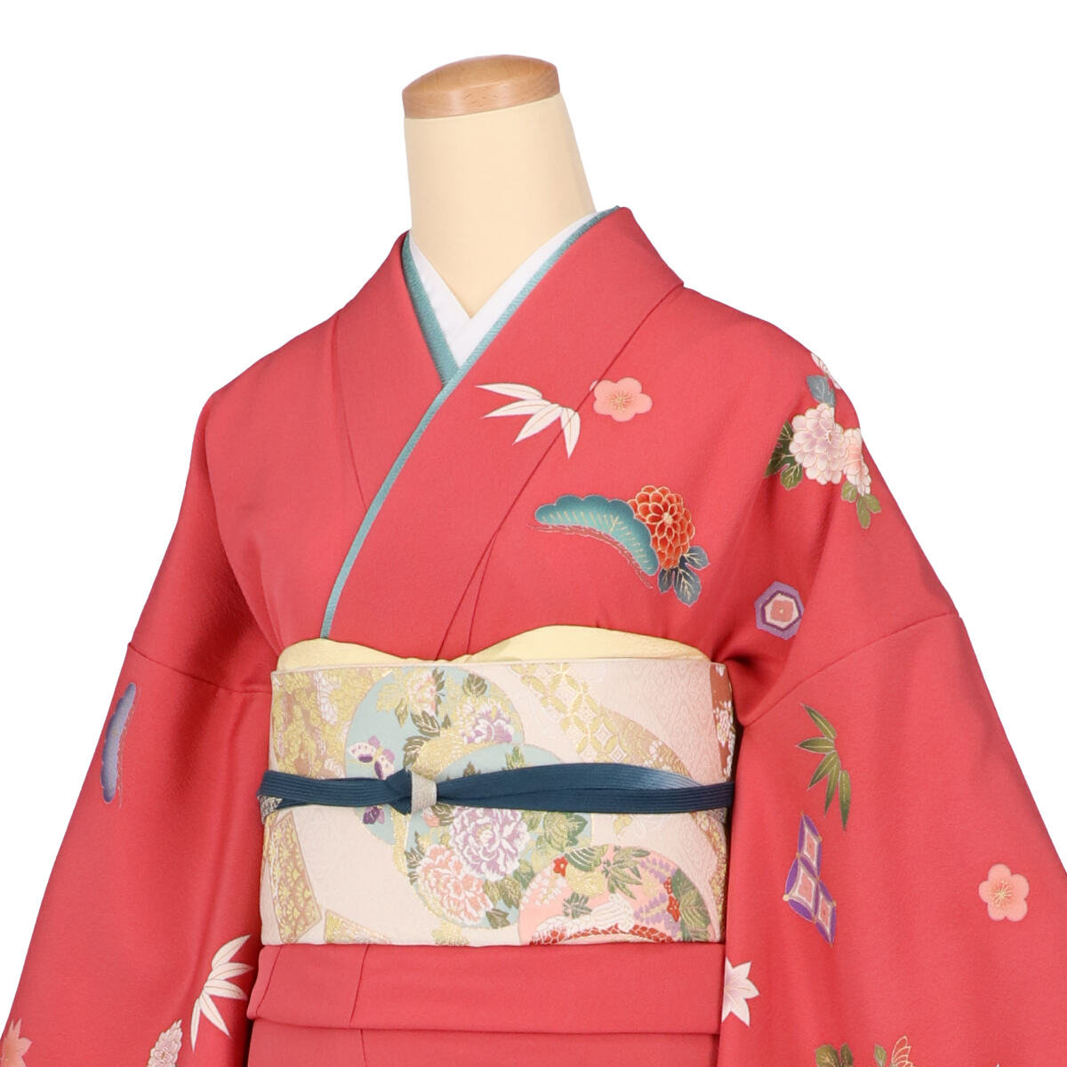 訪問着：H1132 薄紅 几帳に菊牡丹| 訪問着レンタル │ 京都着物