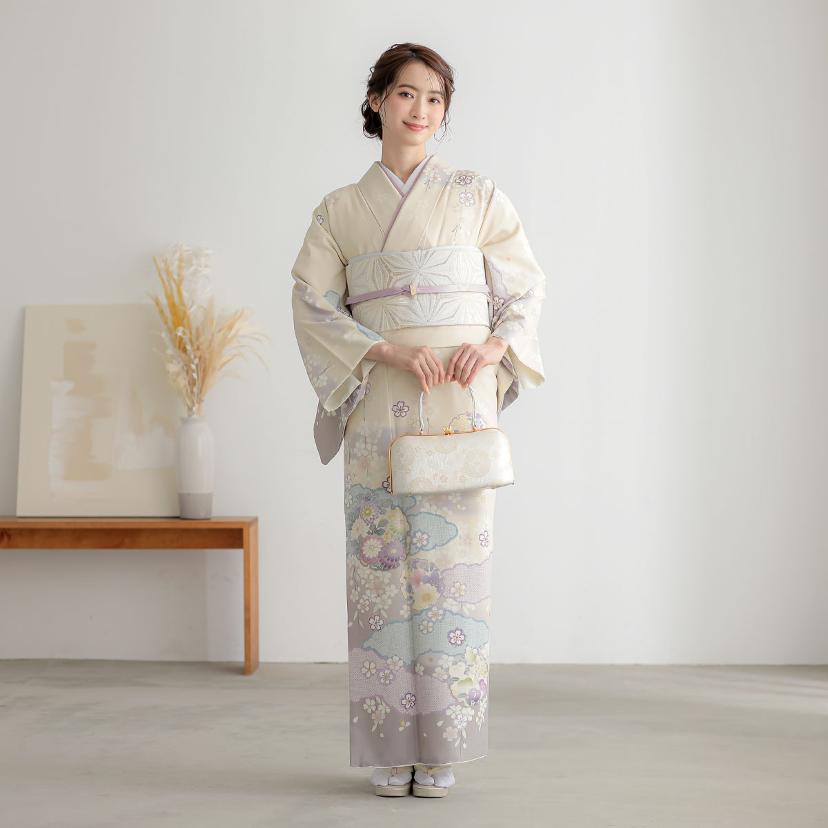 雪輪柄の紬お着物　袷 machigiya_tkkm-3356