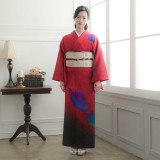 訪問着 黒地 赤い柄 羽織付き 訪問着：H1227 赤×黒 蝶| 訪問着レンタル │ 京都着物レンタル夢館