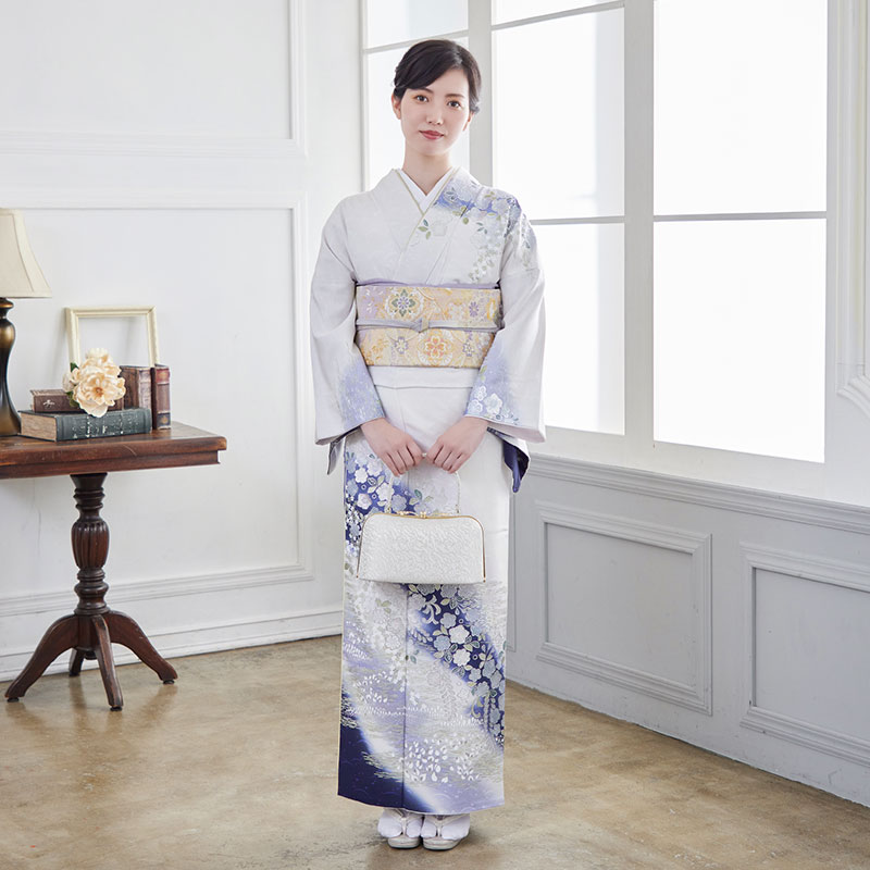 訪問着：H1230 桂由美 薄桜鼠×青藤 辻が花風| 訪問着レンタル │ 京都