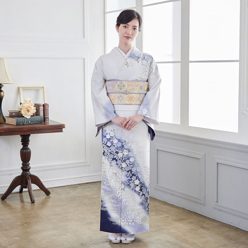 訪問着：H1230 桂由美 薄桜鼠×青藤 辻が花風| 訪問着レンタル │ 京都