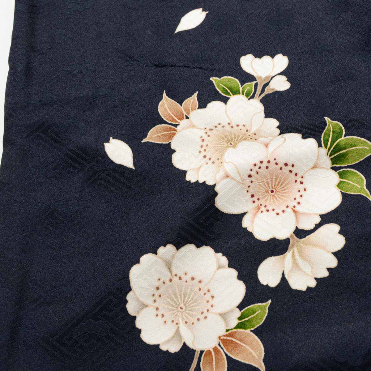 訪問着：H1309 濃紺 桜に菊| 訪問着レンタル │ 京都着物レンタル夢館