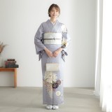 訪問着：H1310 藤ねず 牡丹に藤と桜| 訪問着レンタル │ 京都着物