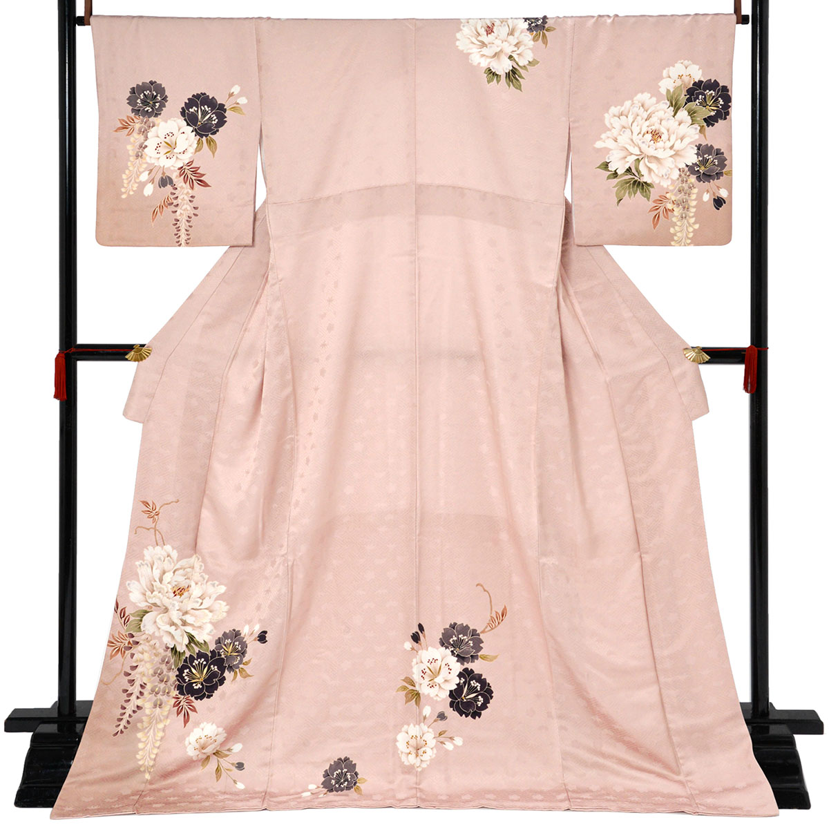 訪問着：H1312 ピンク 牡丹に藤と桜| 訪問着レンタル │ 京都着物