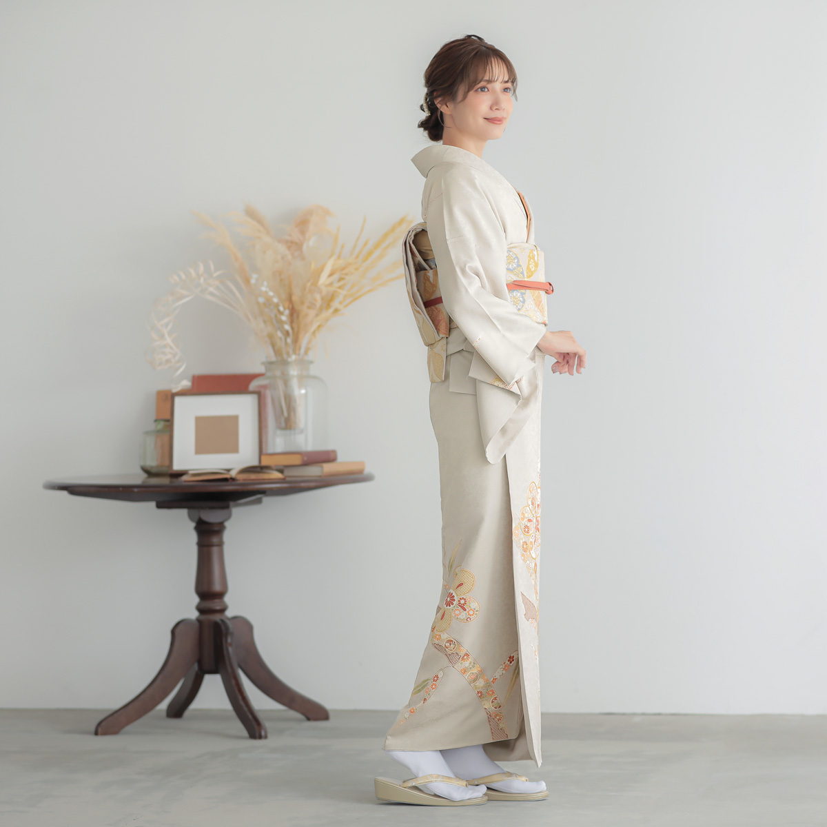 訪問着：H1348 桂由美 グレー 梅に竹| 訪問着レンタル │ 京都着物