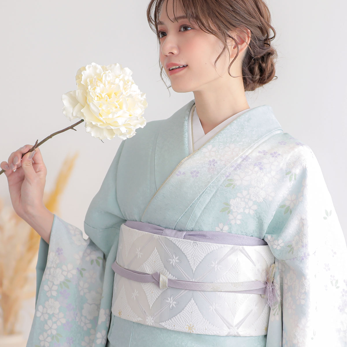 訪問着：H1350 桂由美 水色 流水に枝垂れ桜| 訪問着レンタル │ 京都 