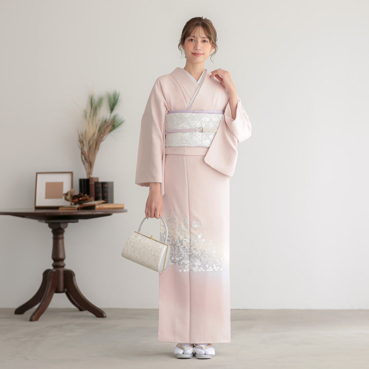 訪問着　御所車と桜　金彩　作家物　入学式　卒業式　入子菱地紋　H0 訪問着 御所車と桜 金彩 作家物 入学式 卒業式 入子菱地紋 H0