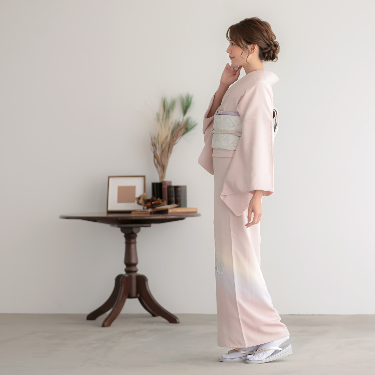 訪問着：H1351 桂由美 桜鼠 蔦に桜| 訪問着レンタル │ 京都着物