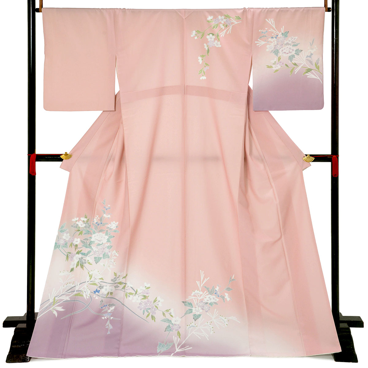 訪問着：H1418 サーモンピンク×薄紫 桜に牡丹| 訪問着レンタル │ 京都