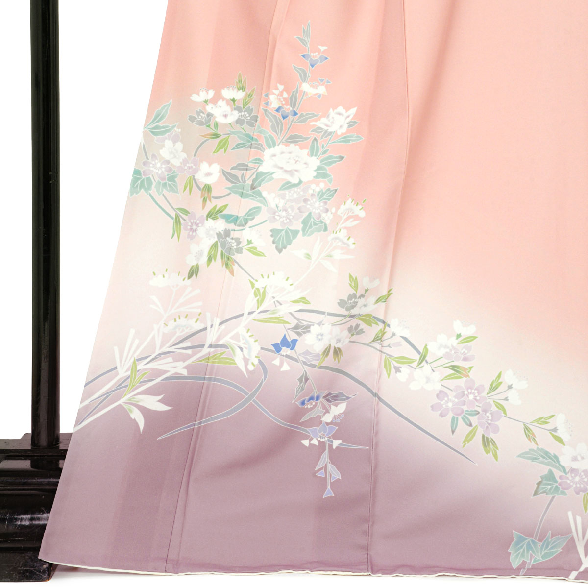訪問着：H1418 サーモンピンク×薄紫 桜に牡丹| 訪問着レンタル │ 京都