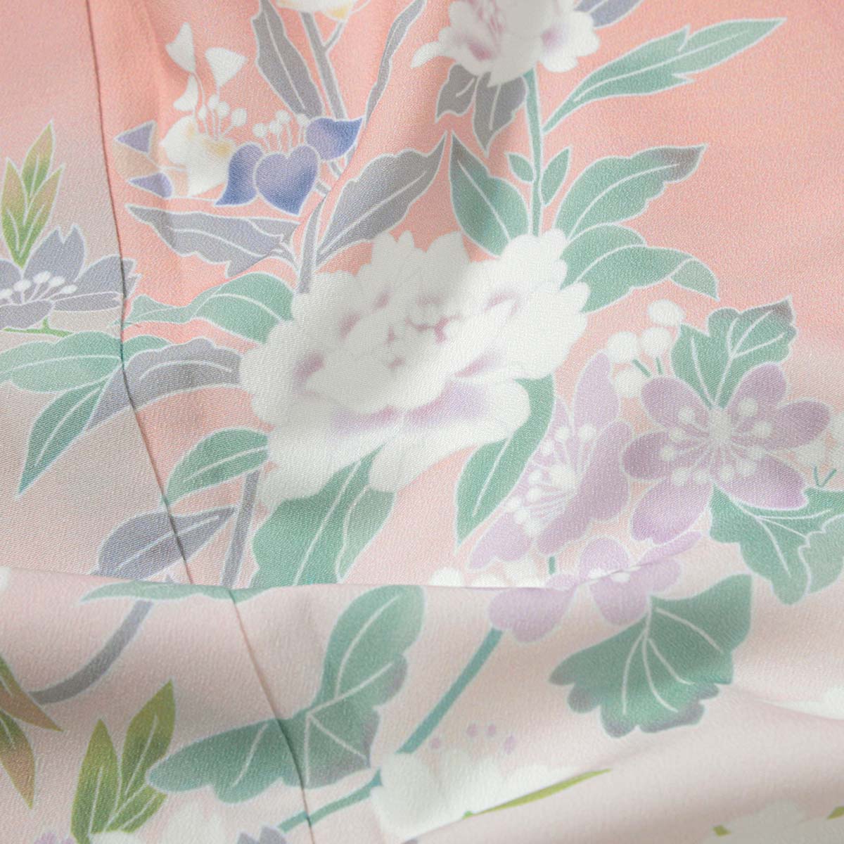 訪問着：H1418 サーモンピンク×薄紫 桜に牡丹| 訪問着レンタル │ 京都