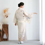訪問着 アイボリー 訪問着：H1466 薄ベージュぼかし 洋花| 訪問着レンタル │ 京都着物
