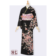 訪問着：H381 【訳あり】黒 鼓と吉祥文様(H105)(宅)| 訪問着レンタル