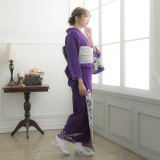 訪問着：H478 ジャパンスタイル 紫 牡丹と百合| 訪問着レンタル