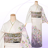 訪問着：H531 白 辻が花☆| 訪問着レンタル │ 京都着物レンタル夢館