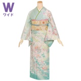 訪問着：H549 若竹色 雪輪桜流水(w)| 訪問着レンタル │ 京都着物