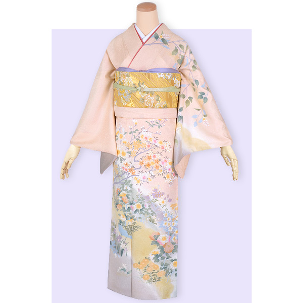 暈かし染め　訪問着　フルセット 訪問着レンタル | 水色暈しに四季の花 | hataori(ハタオリ)