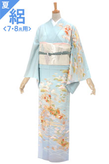 訪問着　フルセット　花筏　綸子　流水　力強さと華やかさ　入学式　卒業式　H2 訪問着：H807 紫 波に花筏| 訪問着レンタル │ 京都着物レンタル夢館