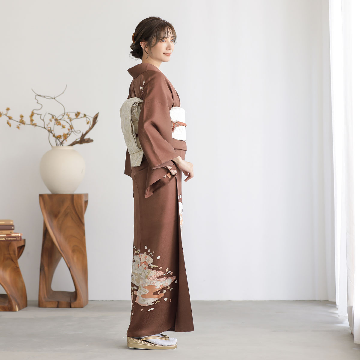 アイボリー×モカブラウン 袷 格子 お召 袖のみ仕付け糸付き 美品 アイボリー×モカブラウン 袷 格子 お召 袖のみ仕付け糸付き 美品 毎日