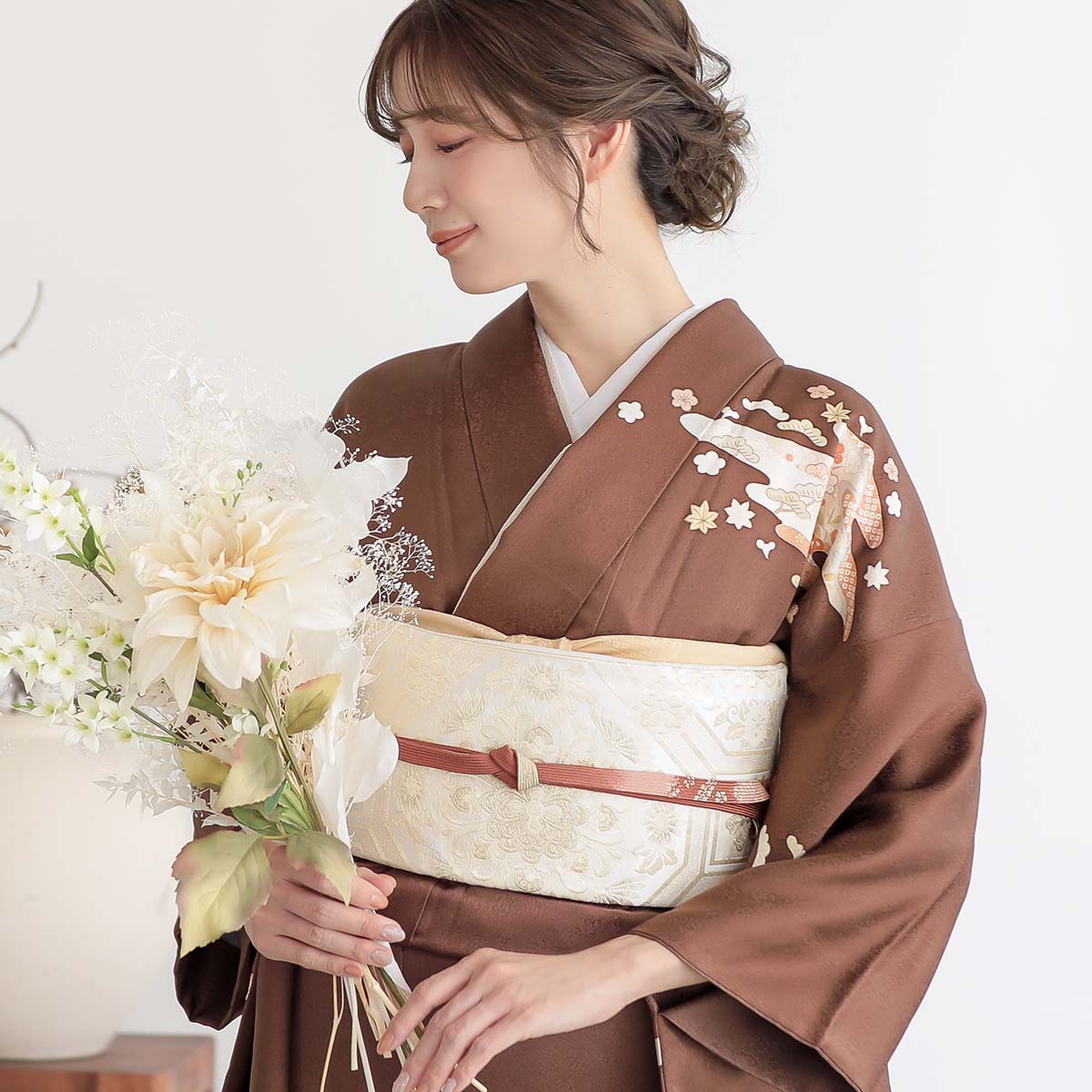 アイボリー×モカブラウン 袷 格子 お召 袖のみ仕付け糸付き 美品 アイボリー×モカブラウン 袷 格子 お召 袖のみ仕付け糸付き 美品 毎日