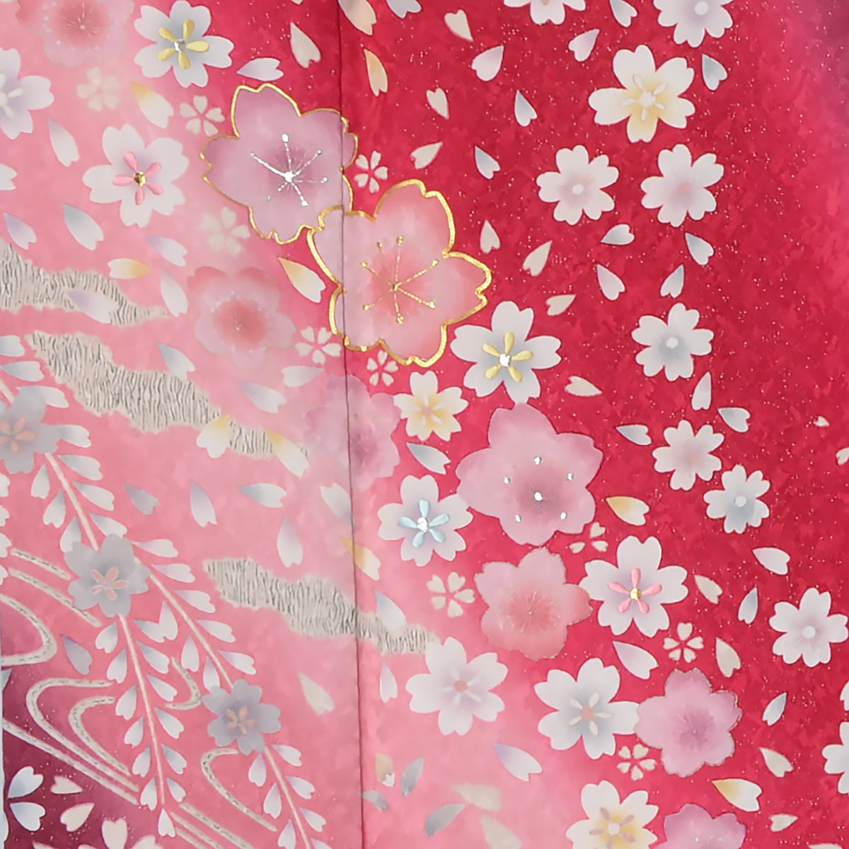 訪問着：H839 【訳あり】赤 桜文様☆| 訪問着レンタル │ 京都着物