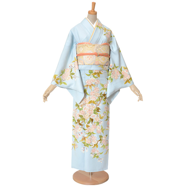 訪問着：H861 水色 桜| 訪問着レンタル │ 京都着物レンタル夢館