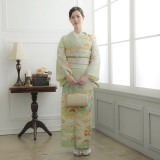 訪問着：H879 ジャパンスタイル 黄緑 松竹梅に雪輪と宝尽し
