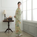訪問着：H879 ジャパンスタイル 黄緑 松竹梅に雪輪と宝尽し☆| 訪問着