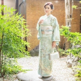 訪問着：H901 桂由美 薄緑 草木風景文様☆| 訪問着レンタル