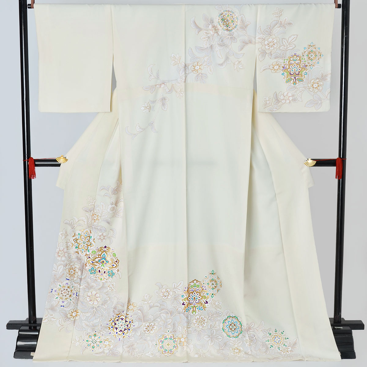 訪問着：H931 クリーム 更紗模様(H932)| 訪問着レンタル │ 京都