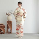訪問着：H975 ジャパンスタイル オフホワイト 松川菱に鶴松竹梅(H1002