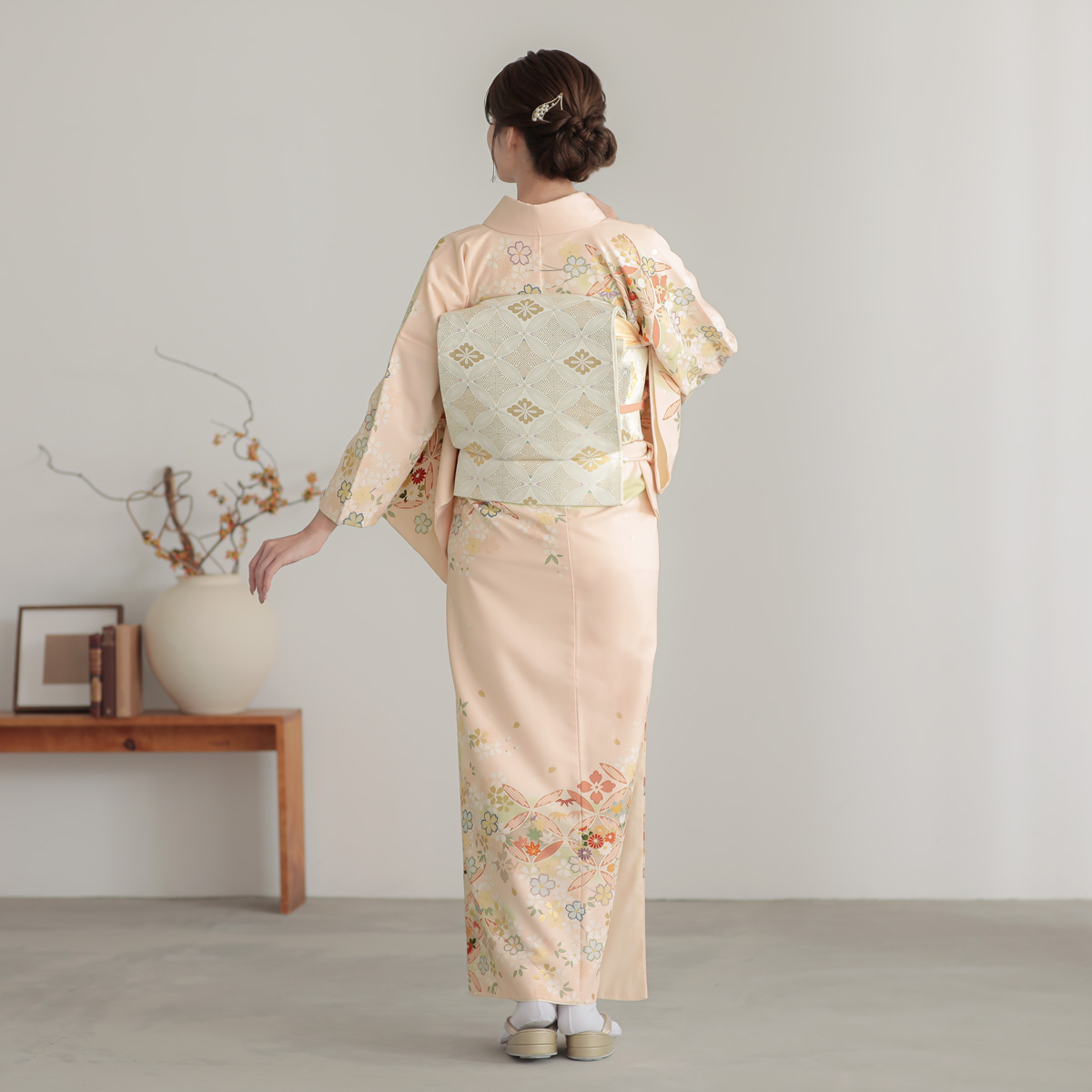 訪問着　フルセット　七宝に花菱　紐　控えめな可愛さ　着物　H7 訪問着：H998 ジャパンスタイル ピンク 桜に七宝(H959)| 訪問着