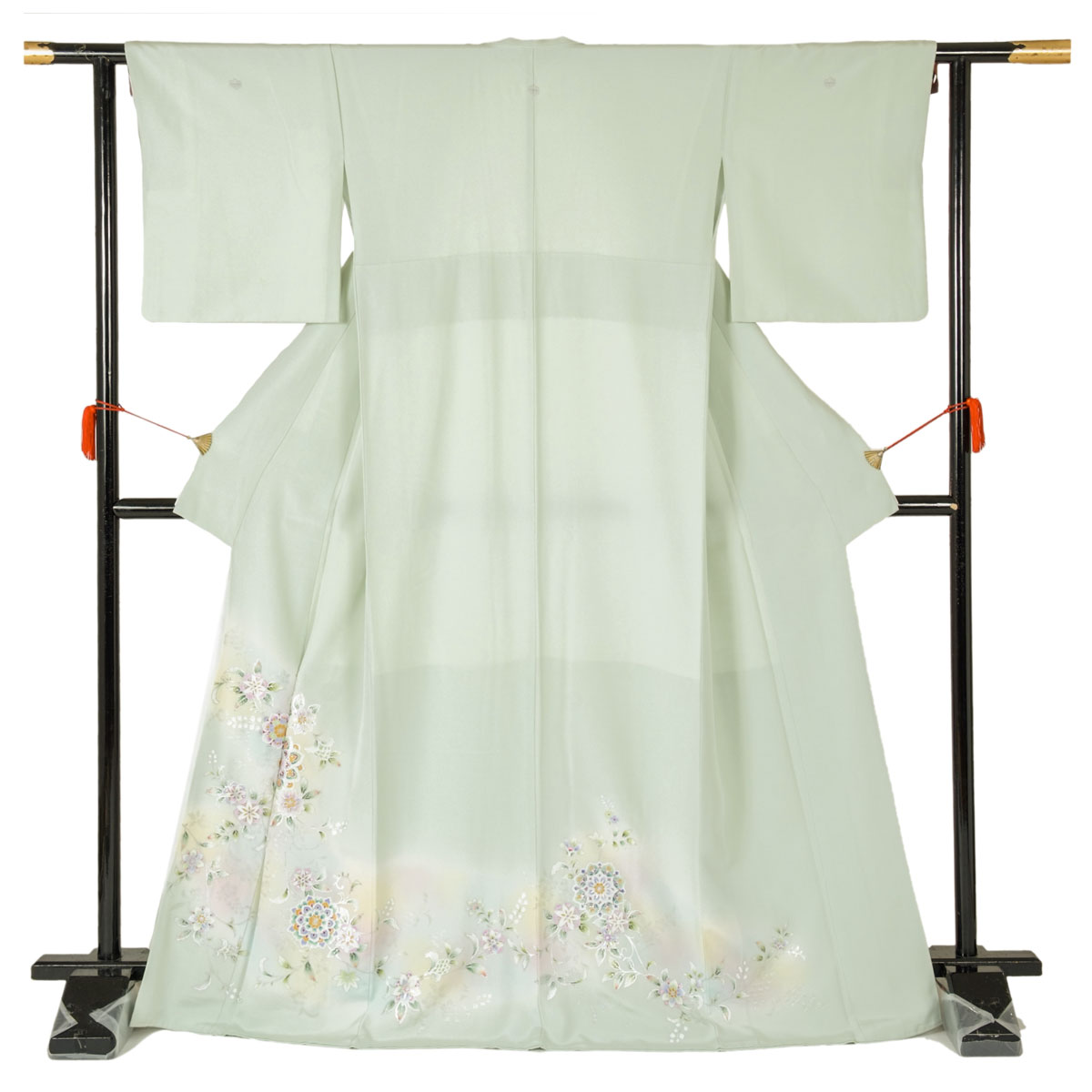色留袖 華紋 金彩 唐花 リーフ 三つ紋 パープル 着物 014a d