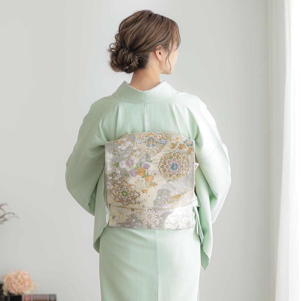 未着用色留袖リーフ模様唐草模様着物042a p