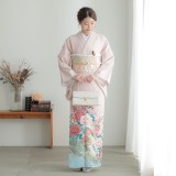色留袖：E205 ジャパンスタイル 藤色 流水に松と牡丹| 色留袖レンタル