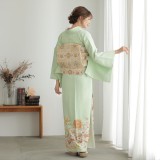 留袖のみ　着物　色留袖　正絹　マスタードイエロー　k4 留袖のみ 着物 色留袖 正絹 マスタードイエロー k4 レンタル 色